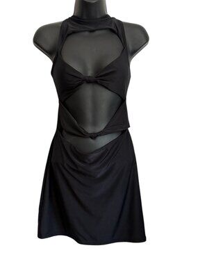 black sheer mesh square neck binding detail bodycon dress Break Up With Your GF